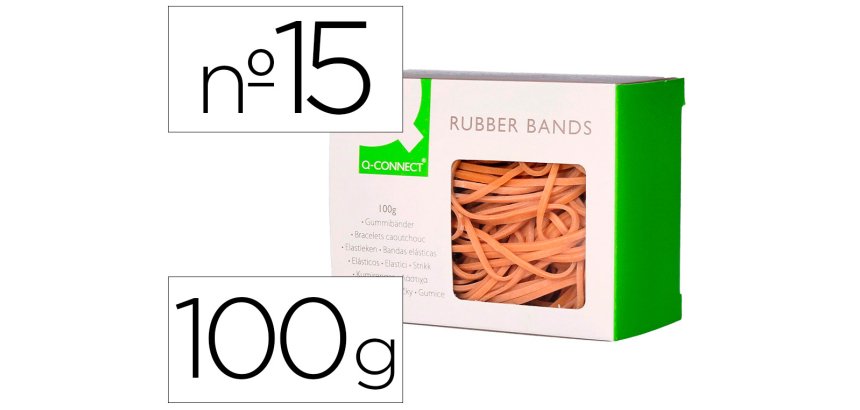 Gomillas elasticas q-connect 100 gr numero 15 150 x 2 mm