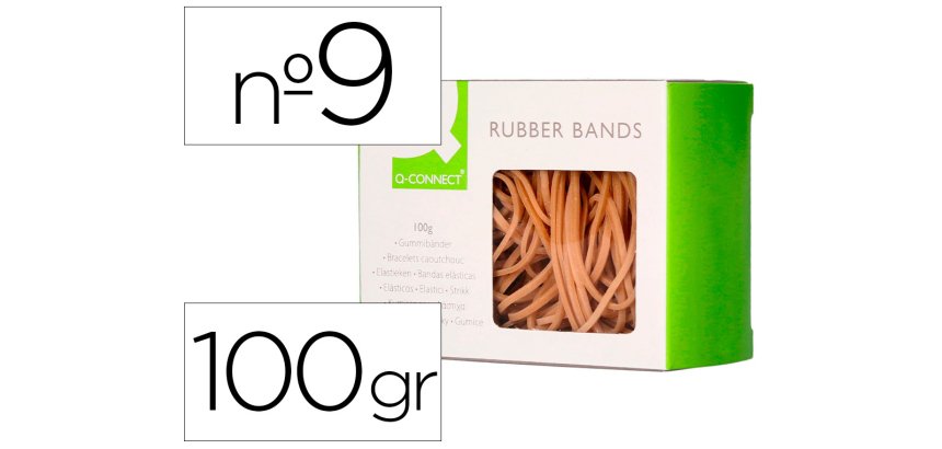 Gomillas elasticas q-connect 100 gr numero 9 90 x 2 mm