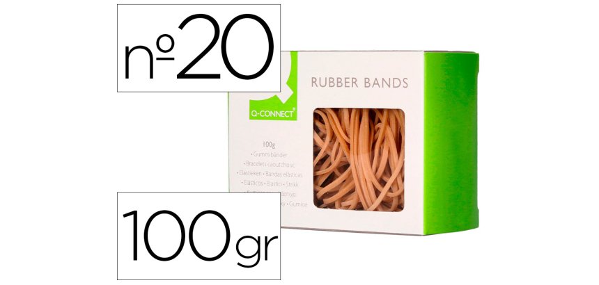 Gomillas elasticas q-connect 100 gr numero 20 200 x 2 mm