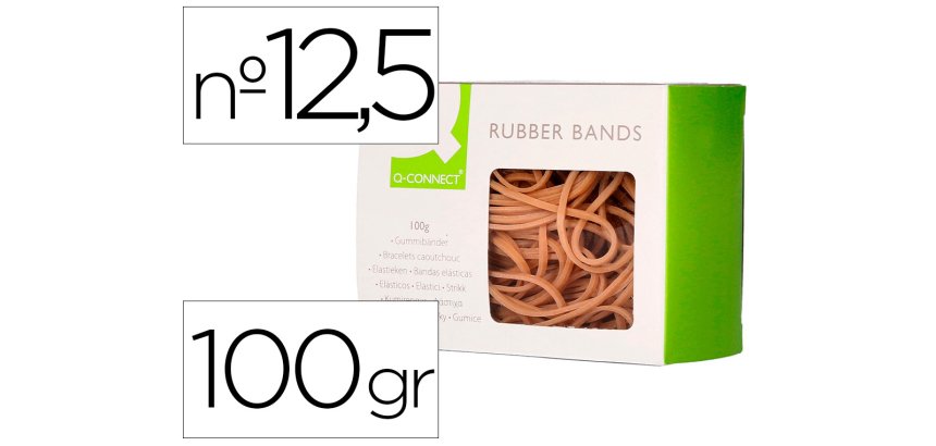 Bandas elasticas q-connect 100 gr 125 x 9 mm numero 12,5