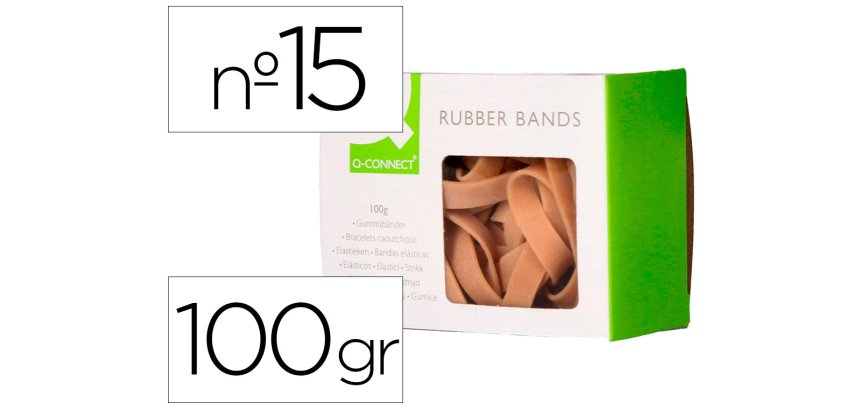 Bandas elasticas q-connect 100 gr 150x9 mm numero 15