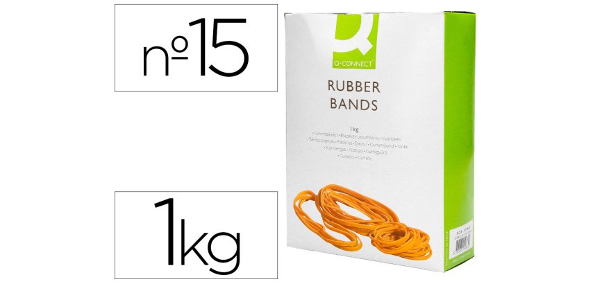 Bandas elasticas q-connect 1000 gr 150 x 9 mm numero 15