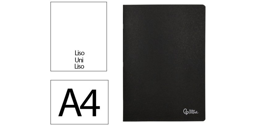 Libreta liderpapel tapa negra a4 80 hojas 60gr liso con doble margen