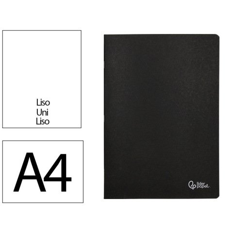 Libreta liderpapel tapa negra a4 80 hojas 60gr liso con doble margen