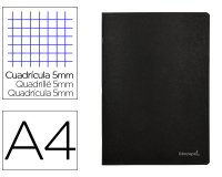 Libreta liderpapel tapa negra a4 80 hojas 60gr cuadro 5mm con doble margen