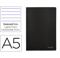 Libreta liderpapel tapa negra a5 80 hojas 60g/m2 horizontal con doble margen