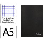Libreta liderpapel tapa negra a5 80 hojas 60gr cuadro 5mm con doble margen