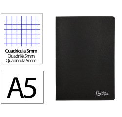 Libreta liderpapel tapa negra a5 80 hojas 60gr cuadro 5mm con doble margen