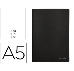 Libreta liderpapel tapa negra a5 80 hojas 60gr liso con doble margen