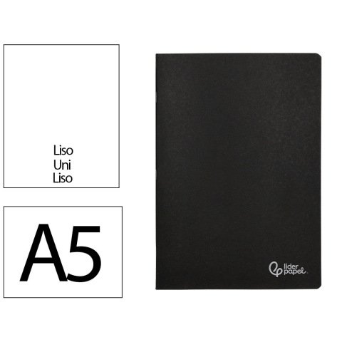 Libreta liderpapel tapa negra a5 80 hojas 60gr liso con doble margen