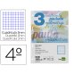 Recambio liderpapel 4º / A5+ pautaguia 100 hojas 75 g cuadriculado pautado 3 mm con margen 6 taladros