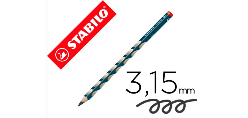 Lapices de grafito stabilo easygraph ergonomico para ambidiestros mina 3,15 mm hb