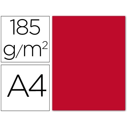 Cartulina guarro din a4 rojo 185 gr paquete 50 hojas