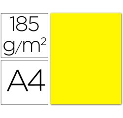 Cartulina guarro din a4 amarillo canario 185 gr paquete 50 hojas