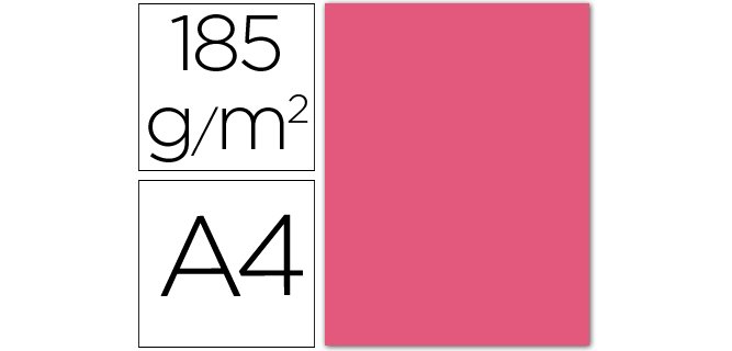 Cartulina guarro din a4 fucsia 185 gr paquete 50 hojas