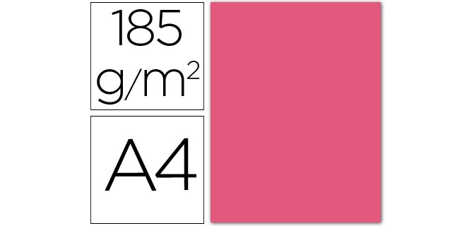 Cartulina guarro din a4 fucsia 185 gr paquete 50 hojas