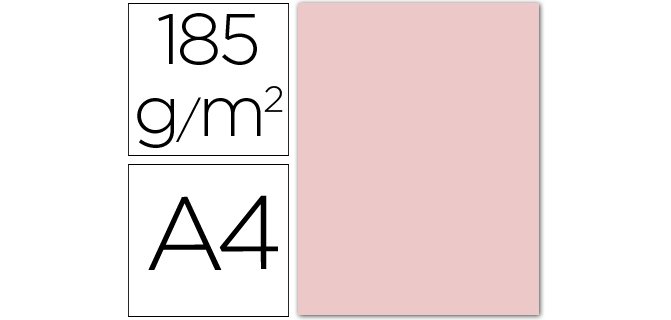 Cartulina guarro din a4 rosa 185 gr paquete 50 hojas