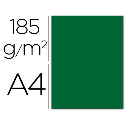 Cartulina guarro din a4 verde abeto 185 gr paquete 50 hojas