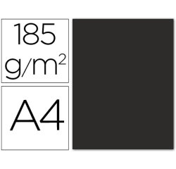 Cartulina guarro din a4 negro 185 gr paquete 50 hojas