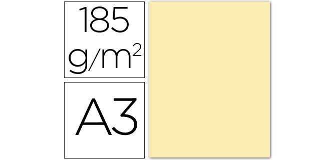Cartulina guarro din a3 crema 185 gr paquete 50 hojas