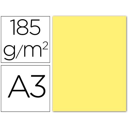 Cartulina guarro din a3 amarillo 185 gr paquete de 50 hojas
