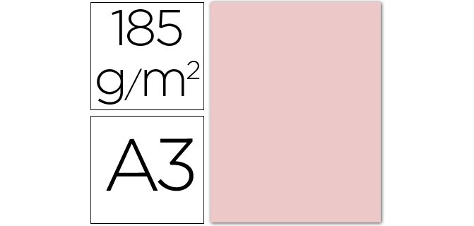 Cartulina guarro din a3 rosa 185 gr paquete 50 hojas