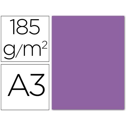 Cartulina guarro din a3 violeta 185 gr paquete 50 hojas