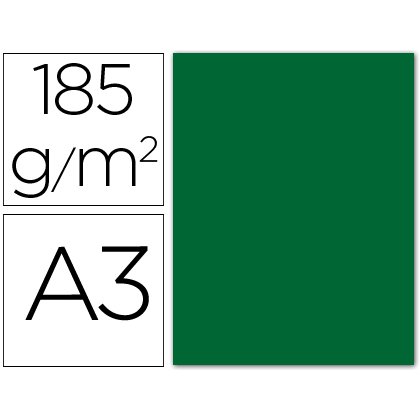 Cartulina guarro din a3 verde abeto 185 gr paquete 50 hojas