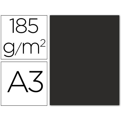 Cartulina guarro din a3 negro 185 gr paquete 50 hojas