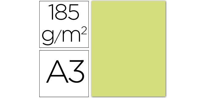 Cartulina guarro din a3 verde manzana 185 gr paquete 50 hojas