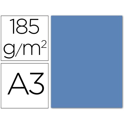Cartulina guarro din a3 azul maldiva 185 gr paquete 50 hojas