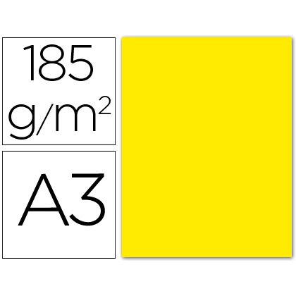 Cartulina guarro din a3 amarillo fluorescente 250 gr paquete 50 hojas