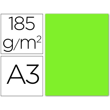 Cartulina guarro din a3 verde fluorescente 250 gr paquete 50 hojas