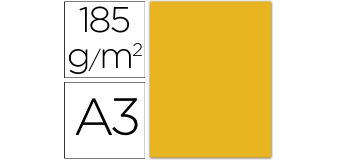 Cartulina guarro din a3 oro 185 g paquete de 50 hojas