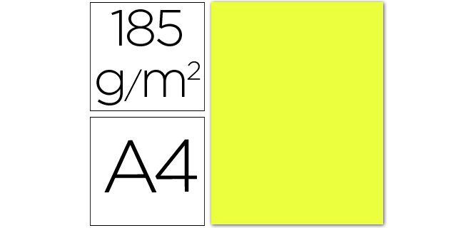 Cartulina guarro din a4 amarillo limon 185 gr paquete 50 hojas
