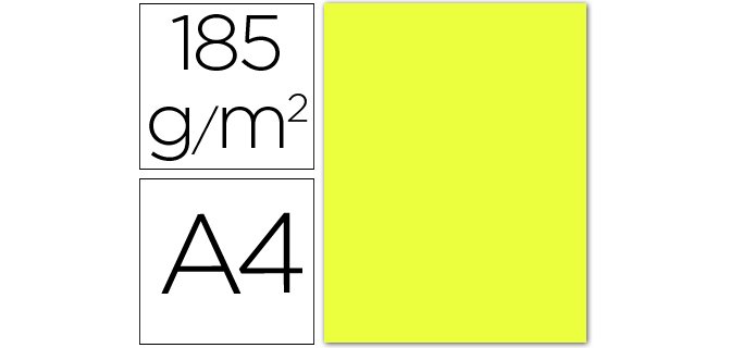 Cartulina guarro din a4 amarillo limon 185 gr paquete 50 hojas