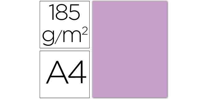 Cartulina guarro din a4 lila 185 gr paquete 50 hojas