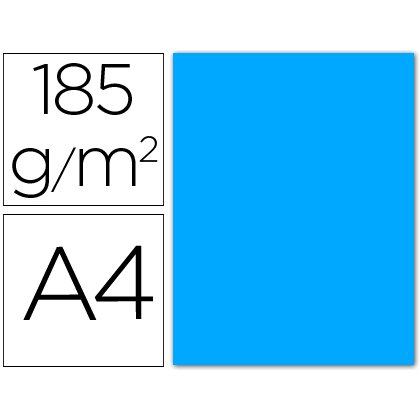 Cartulina guarro din a4 azul maldivas 185 gr paquete 50 hojas