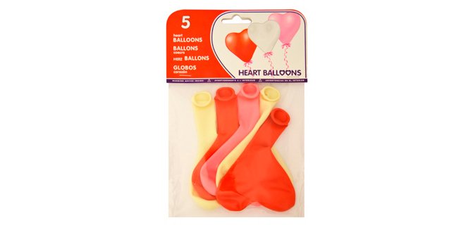 Globo 100% latex biodegradable con forma corazon bolsa de 5 unidades