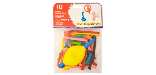 Globo 100% latex biodegradable para modelar + inflador bolsa de 10 unidades