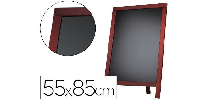 Pizarra negra liderpapel caballete y marco de madera con superficie para rotuladores tipo tiza 55x85cm