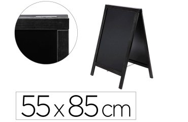 Pizarra negra liderpapel caballete doble cara de madera con superficie para rotuladores tipo tiza 55x85 cm