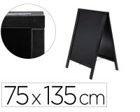 Pizarra negra liderpapel caballete doble cara de madera con superficie para rotuladores 75x135 cm