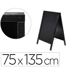 Pizarra negra liderpapel caballete doble cara de madera con superficie para rotuladores 75x135 cm