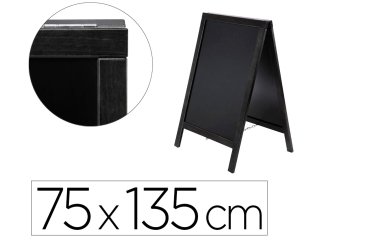 Pizarra negra liderpapel caballete doble cara de madera con superficie para rotuladores 75x135 cm