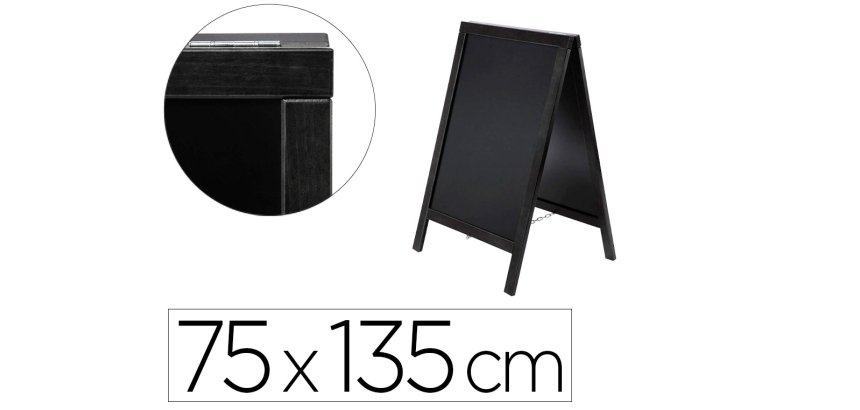 Pizarra negra liderpapel caballete doble cara de madera con superficie para rotuladores 75x135 cm