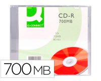 Cd-r q-connect capacidad 700mb duracion 80min velocidad 52x caja slim
