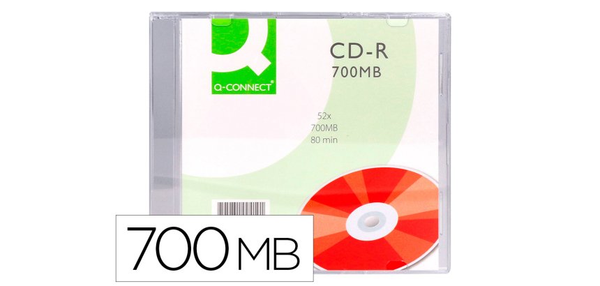 Cd-r q-connect capacidad 700mb duracion 80min velocidad 52x caja slim