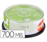 Cd-r q-connect capacidad 700mb duracion 80min velocidad 52x bote de 25 unidades