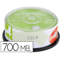 Cd-r q-connect capacidad 700mb duracion 80min velocidad 52x bote de 25 unidades